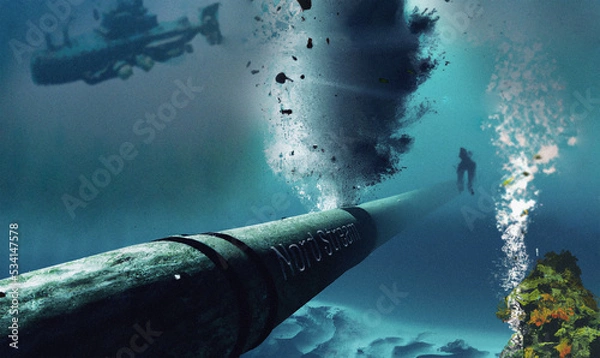 Fototapeta An Underwater Gas Pipeline, that has a lackage like Nord Stream