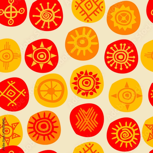 Obraz Ethnic seamless pattern with sun symbols