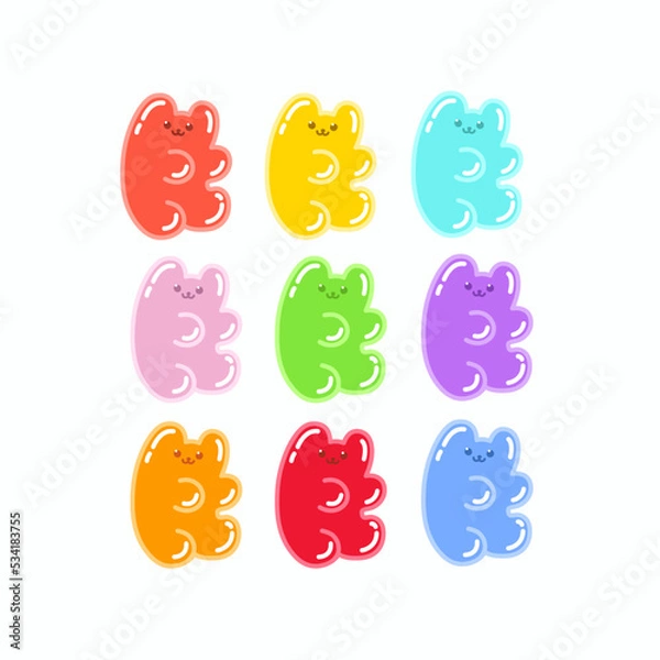 Obraz Gummy bear cute vector set