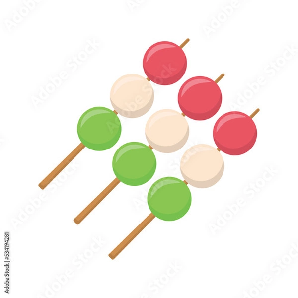 Fototapeta Vector graphic of kibi dango. Japan food illustration with flat design style. Suitable for menu or content design asset