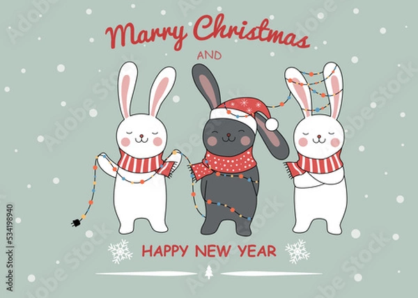 Obraz Happy New Year and Merry Christmas 2023
