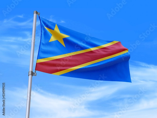 Obraz Democratic Republic of the Congo flag waving in the wind