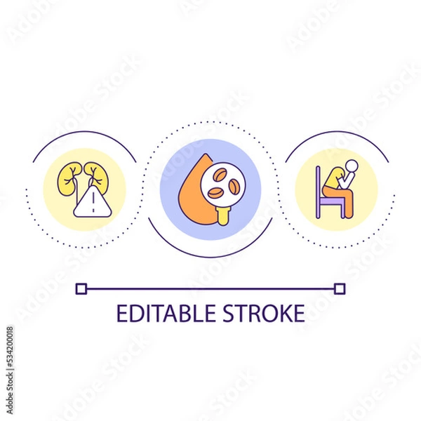 Fototapeta Increase number of erythrocytes in urine loop concept icon. Kidneys disease. Health problem abstract idea thin line illustration. Isolated outline drawing. Editable stroke. Arial font used