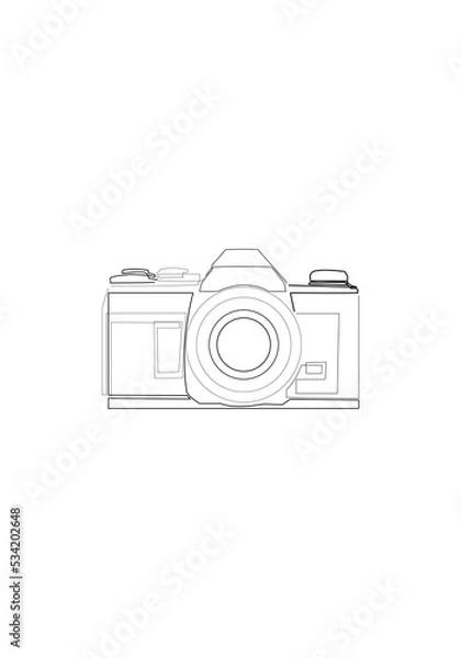 Obraz Hand-drawn line drawing of linear camera style.