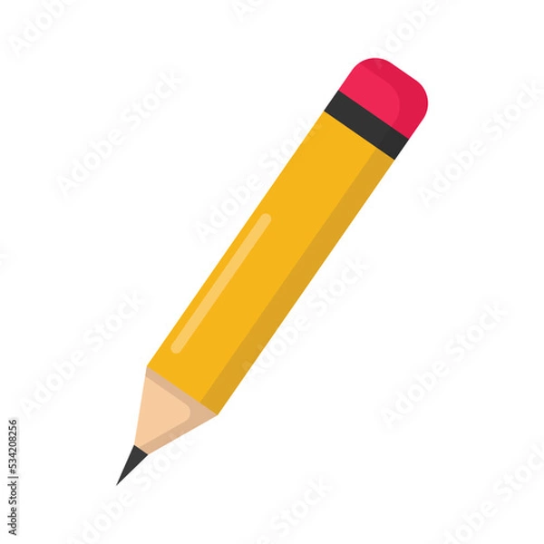 Fototapeta Vector graphic of yellow pencil. School equipment illustration with flat design style. Suitable for poster or content design assets