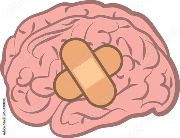 Fototapeta Isolated brain with bandage attached