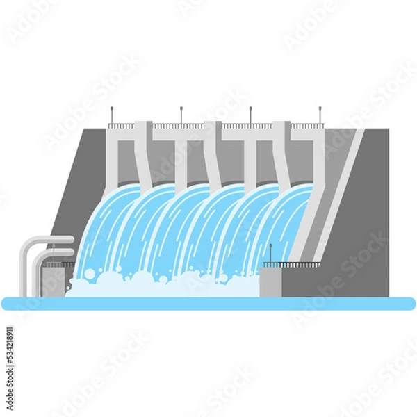 Obraz Hydroelectric dam water power station vector icon