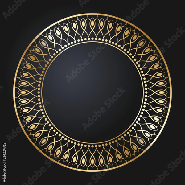 Obraz Beautiful round golden frame. Festive design. Gold border. Round frames vector.