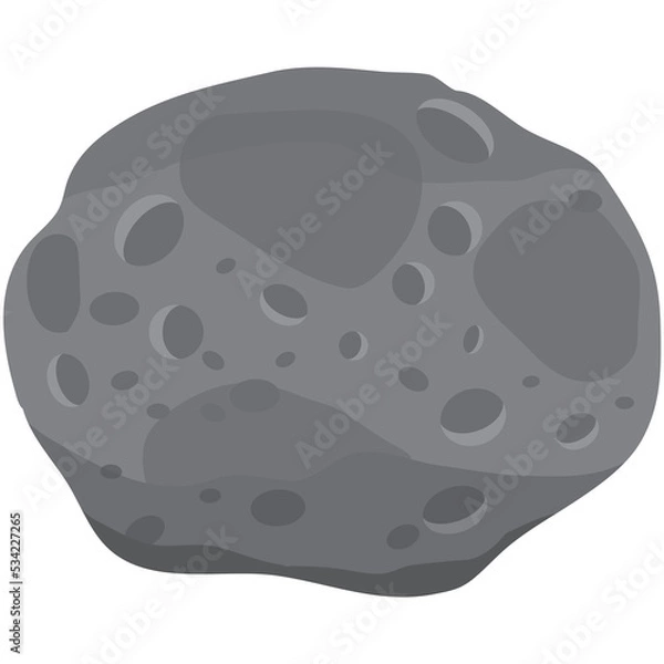 Obraz Asteroid vector, space cartoon stone icon on white