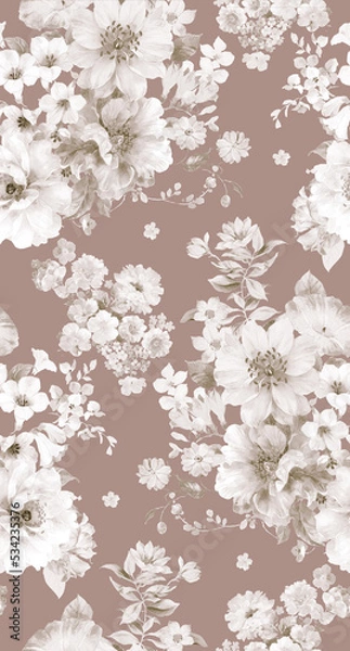 Fototapeta Classic Popular Flower Seamless pattern background.Perfect for wallpaper, fabric design, wrapping paper, surface textures, digital paper.