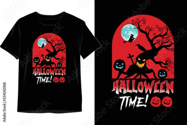 Fototapeta Vintage Halloween Time Vector Design for print on T-shirt. Halloween T-shirt Design Vector Graphics