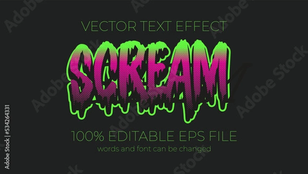 Fototapeta scream editable text effect style, EPS editable text effect