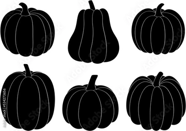 Obraz Set Pumpkin silhouette vector illustration