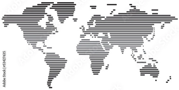 Fototapeta Simple abstract world map black and white