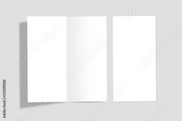 Fototapeta Bi fold or Vertical half fold brochure mock up isolated on soft gray background.