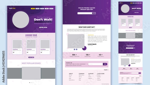 Obraz Creative food landing page web template