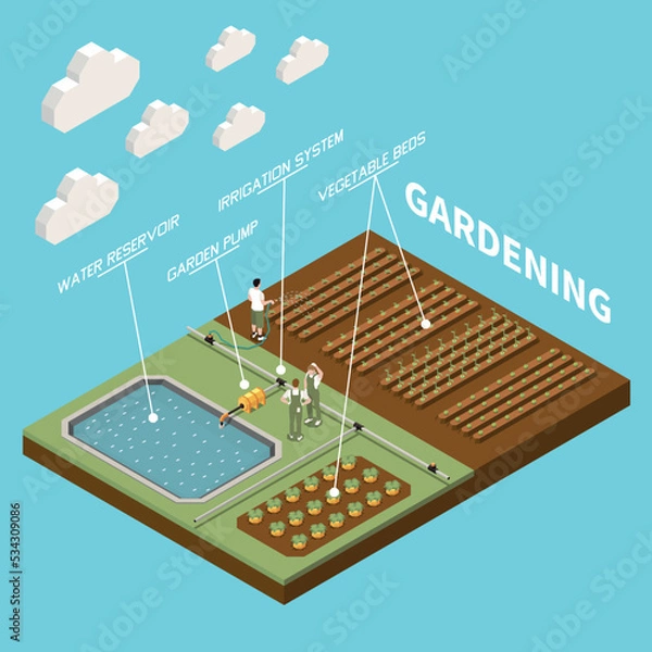 Fototapeta Gardening Isometric Background