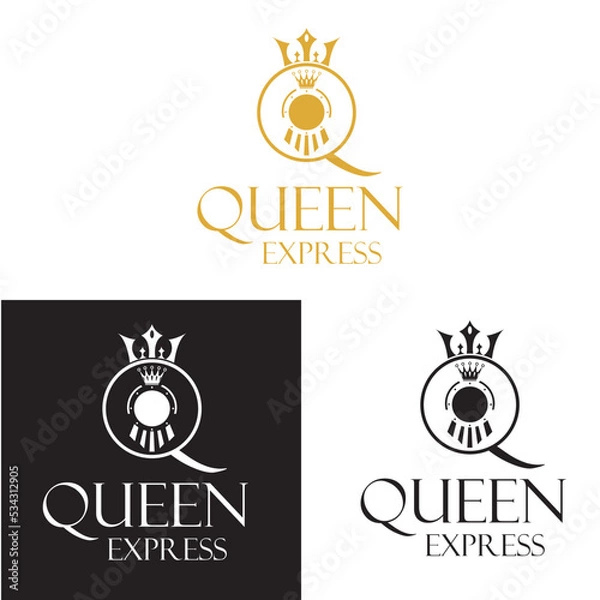 Obraz Queen express & railway logo 
