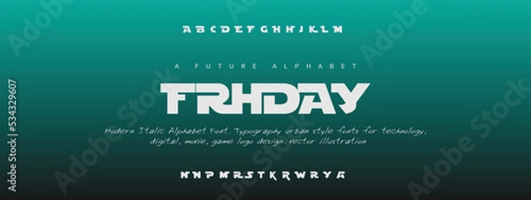 Fototapeta FRHDAY Sports minimal tech font letter set. Luxury vector typeface for company. Modern gaming fonts logo design.