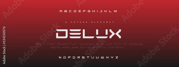 Fototapeta DELUX Luxury Minimal Modern Tech Alphabet Letter Fonts. Typography minimal style font set for logo, Poster. vector san sans serif typeface illustration.