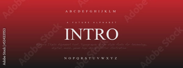 Fototapeta INTRO Elegant alphabet letters font and number. Classic Lettering Minimal Fashion Designs. Typography modern serif fonts decorative vintage design concept. vector illustration 