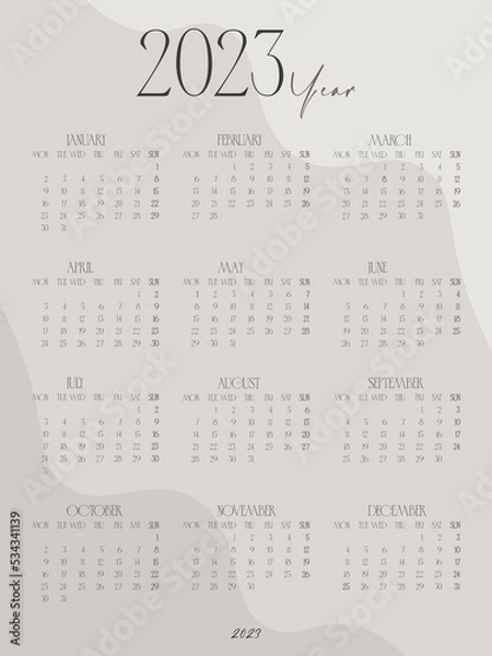 Obraz calendar for 2023