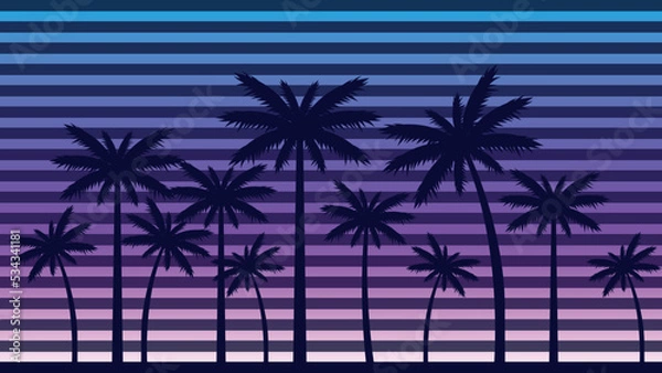 Fototapeta retro background with palm trees. vector illustration