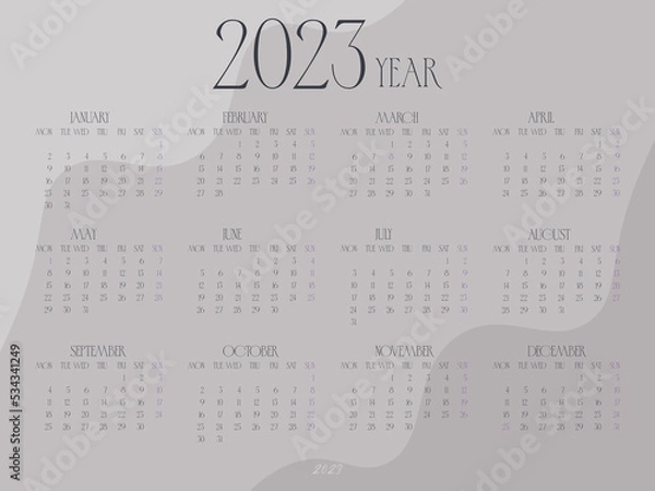 Obraz calendar for 2023