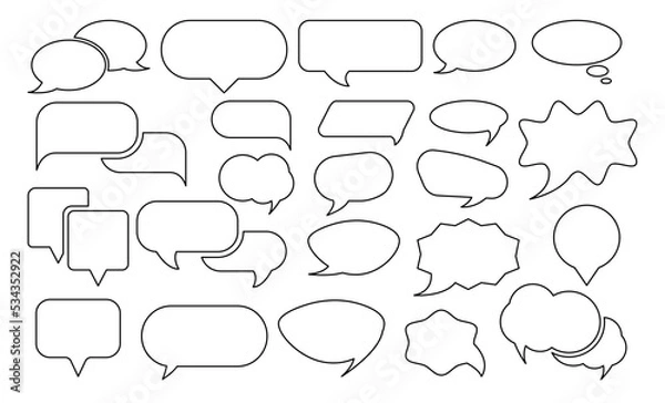 Fototapeta Set of Chat Message Bubbles Vector Icon. Communication icons. Talk bubble, dialog. Web icon set.