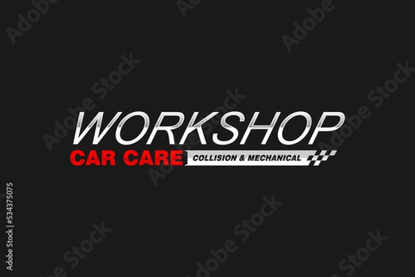 Fototapeta Automotive car logo design signage board workshop banner icon symbol checkered flag