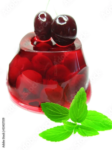 Obraz fruit jelly dessert with cherry