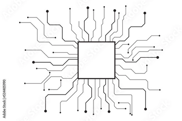 Fototapeta Abstract futuristic circuit board Illustration, Circuit board with various technology elements. Circuit board pattern for technology background. Vector illustration