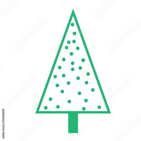 Obraz cartoon stylized green christmas tree made of triangle