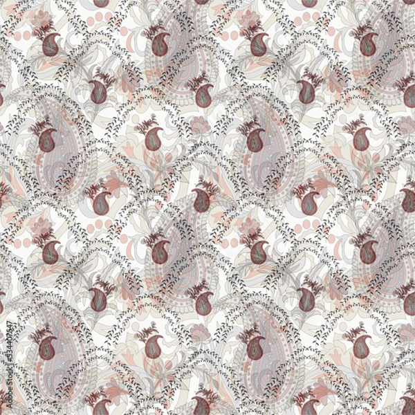 Obraz seamless traditional Indian paisley pattern on  background