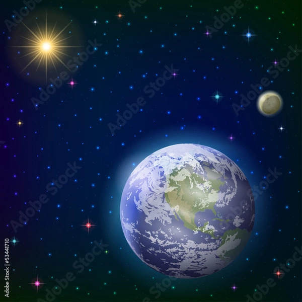 Obraz Earth, moon and sun