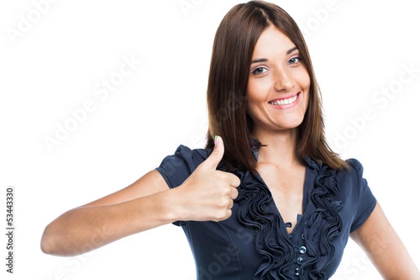 Obraz Young business woman  with thump up