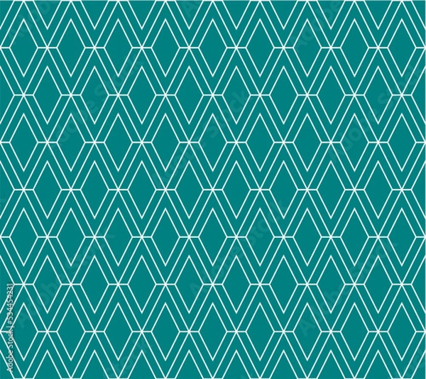 Fototapeta Teal green v alphabet letter repeating pattern background vector. Diamond fabric, rhombus, thin diagonal lines, valentine card, wall ceramic tiles, zigzag chevron seamless pattern.