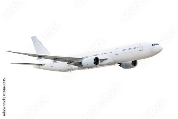 Obraz Wide body passenger airliner flying isolated on transparent background