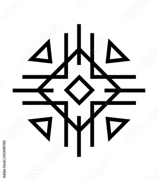 Fototapeta Ethic pattern with black lines. PNG with transparent background. 