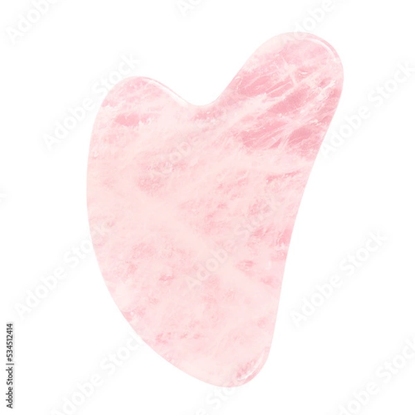 Obraz Gua Sha scraper, massage tool, rose quartz isolated on transparent background.