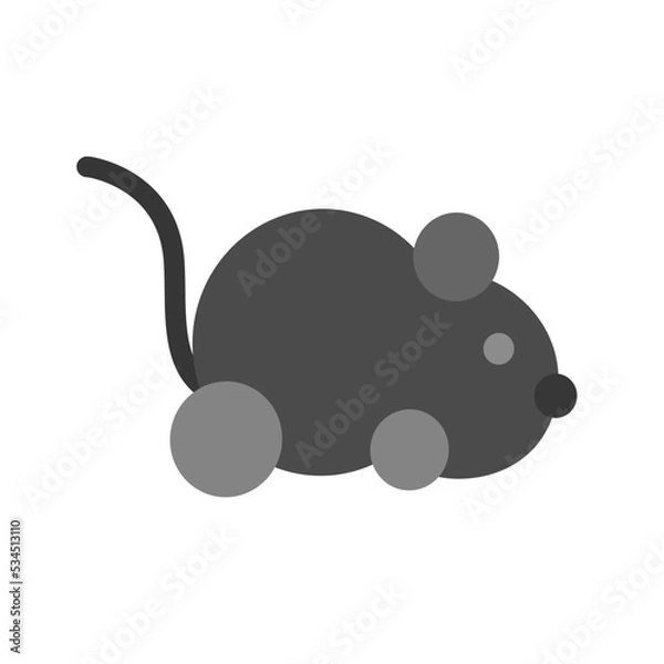 Fototapeta Mouse vector illustration in flat cartoon design, black mouse cartoon.