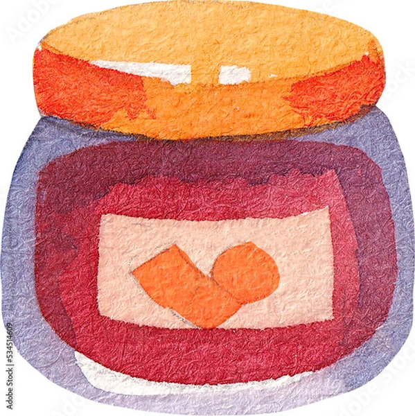 Obraz Watercolor jar with jam