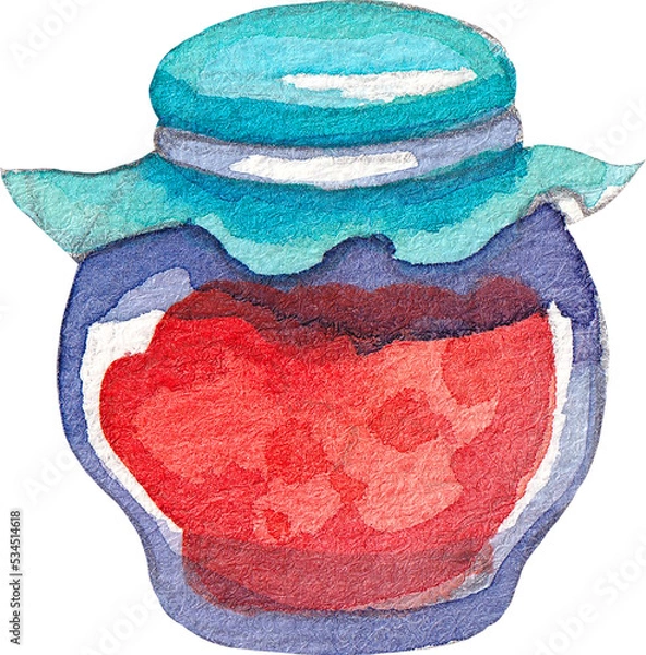 Obraz Watercolor jar with jam