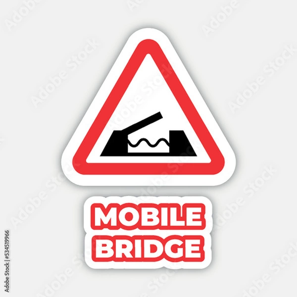 Fototapeta mobile bridge traffic sign editable modern vector icon and text effect design