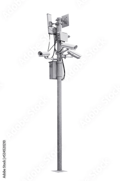 Obraz Security Camera, CCTV pillar isolated on white background