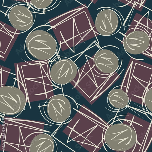 Fototapeta Trendy seamless abstract background with circles and squares.