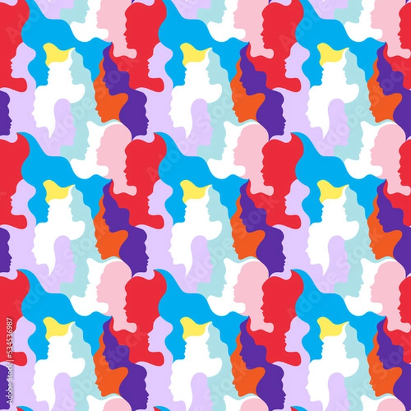 Fototapeta Abstract human faces illustration pattern