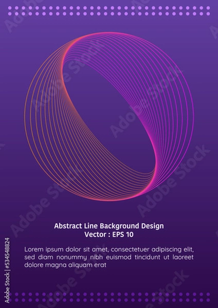 Fototapeta Abstract line background design, impossible circle ring made from group of lines, on gradient background