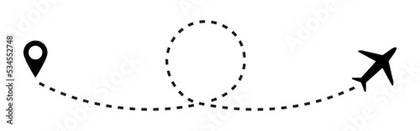 Obraz Icono de ruta de viaje aéreo. Ilustración vectorial