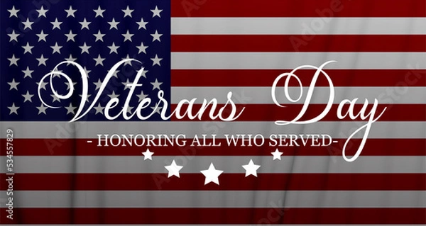 Fototapeta Veterans Day Abstract Banner Background with United States Waving Flag. Modern patriotic backdrop